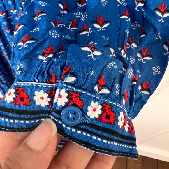 GAP peasant dress bright blue red and white design M - Picture 7 of 8